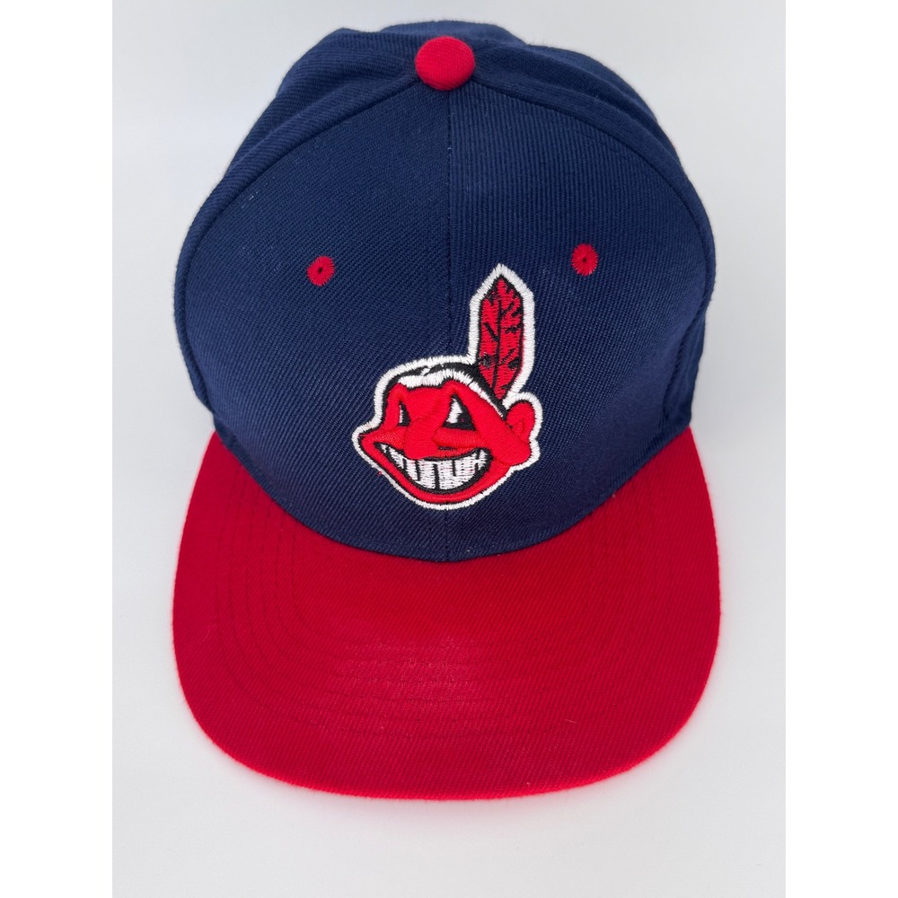 Cleveland Indians Fitted Hat 7 1/8 Blue Red Chief Wahoo MLB Baseball Cap